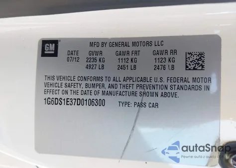 2013 Cadillac Cts Premium z USA, uszkodzony, nr VIN 1G6DS1E37D0106300